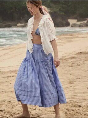 Doen Sebastiane Skirt -- Blue and White Stripped